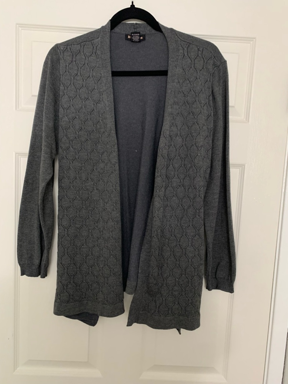 Open-Front Gray Cable-Knit Cardigan Sweater